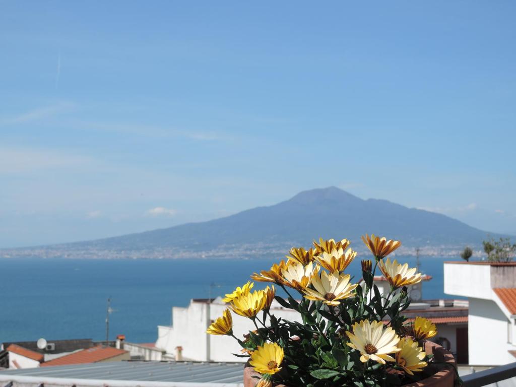 a bouquet of yellow and white flowers on a building at La Casa nel Cortile in Vico Equense