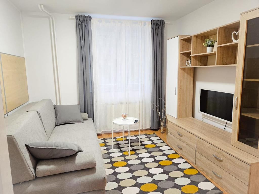 a living room with a couch and a television at Apartment D&L in Plitvička Jezera