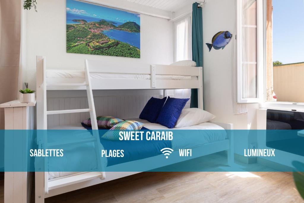 Ένα ή περισσότερα κρεβάτια σε δωμάτιο στο Sweet Caraib - Cosy - Mer - Wifi - Host Provence