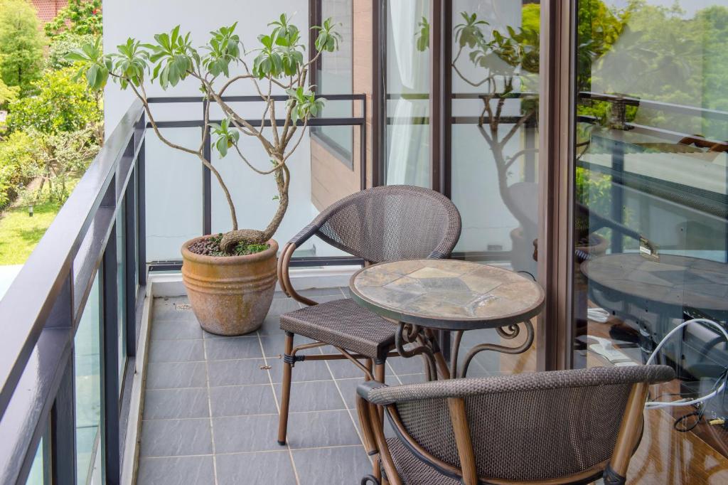 Balkón nebo terasa v ubytování Jiaoxi 320 B&B