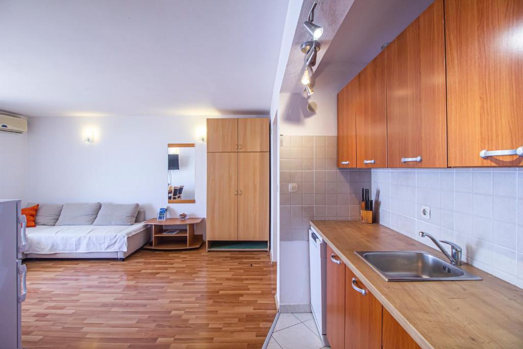 Kuchyň nebo kuchyňský kout v ubytování Apartments Branka