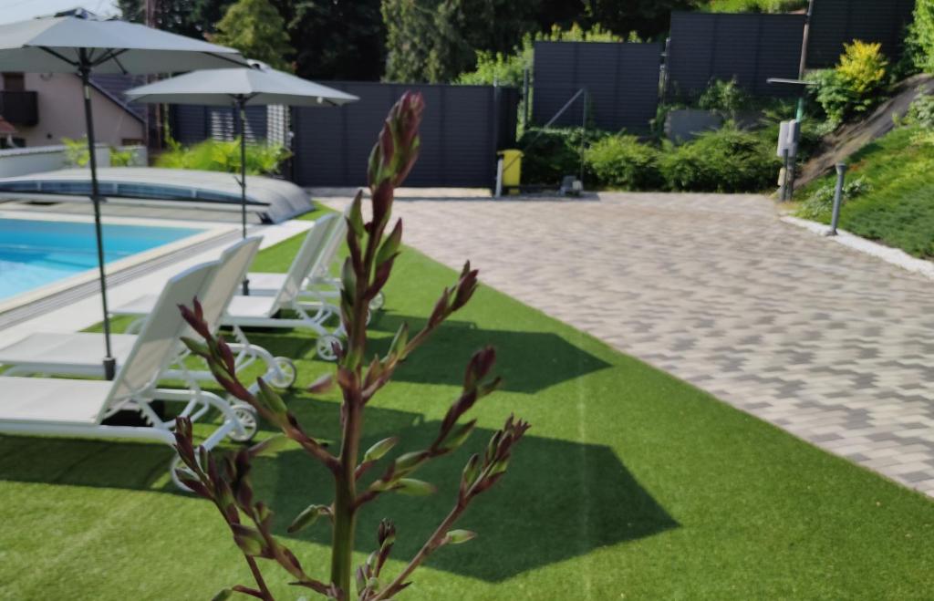 Bazén v ubytování AQUA SOLAR APARTMANHÁZ nebo v jeho okolí