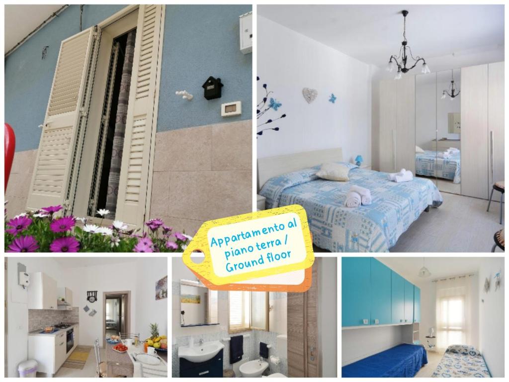 un collage de fotos de un dormitorio y una habitación con cama en Borgata Mazzarelli, en Marina di Ragusa