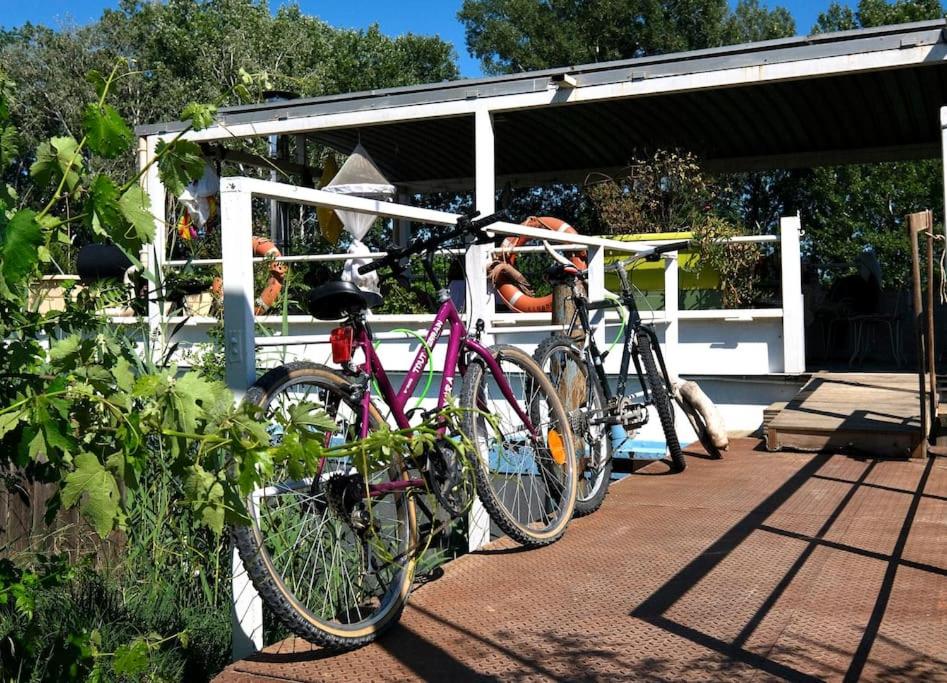 a group of bikes parked next to each other at Péniche Match in Arles