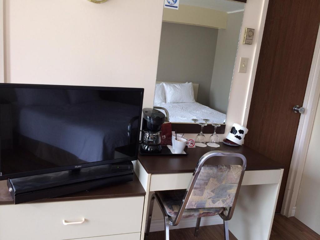 TV a/nebo společenská místnost v ubytování Motel de la Pente Douce