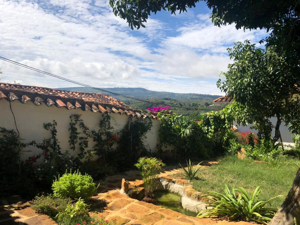 a view from the garden of a house at El Principito Hospedaje in Barichara