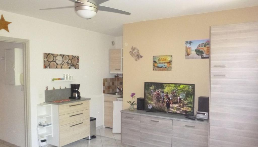 Kuchyňa alebo kuchynka v ubytovaní Studio proche port et plages, piscine