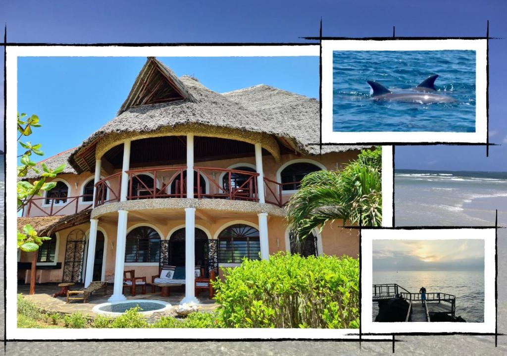 a house with a shark swimming in the water at Wagawimbi Villa 560 m2, Breathtaking View of the Indian Ocean, Kenya in Shimoni