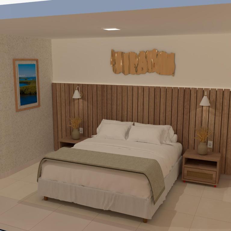 Postel nebo postele na pokoji v ubytování Principe do Mutá Hotel Design