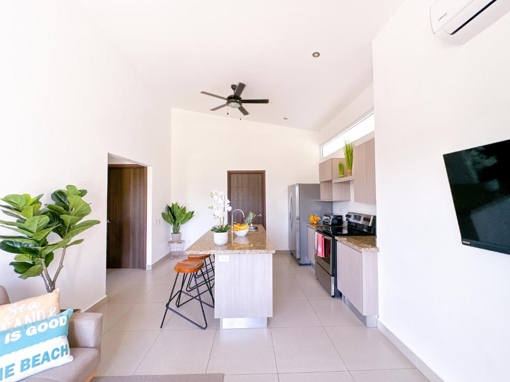 Kuchyň nebo kuchyňský kout v ubytování Pura Vida Apartment with nice pool walking distance to the heart of Jaco