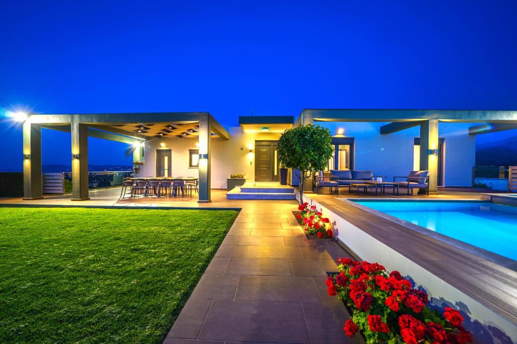 The swimming pool at or close to Mythic Olive villa - Heated Pool - Amazing view