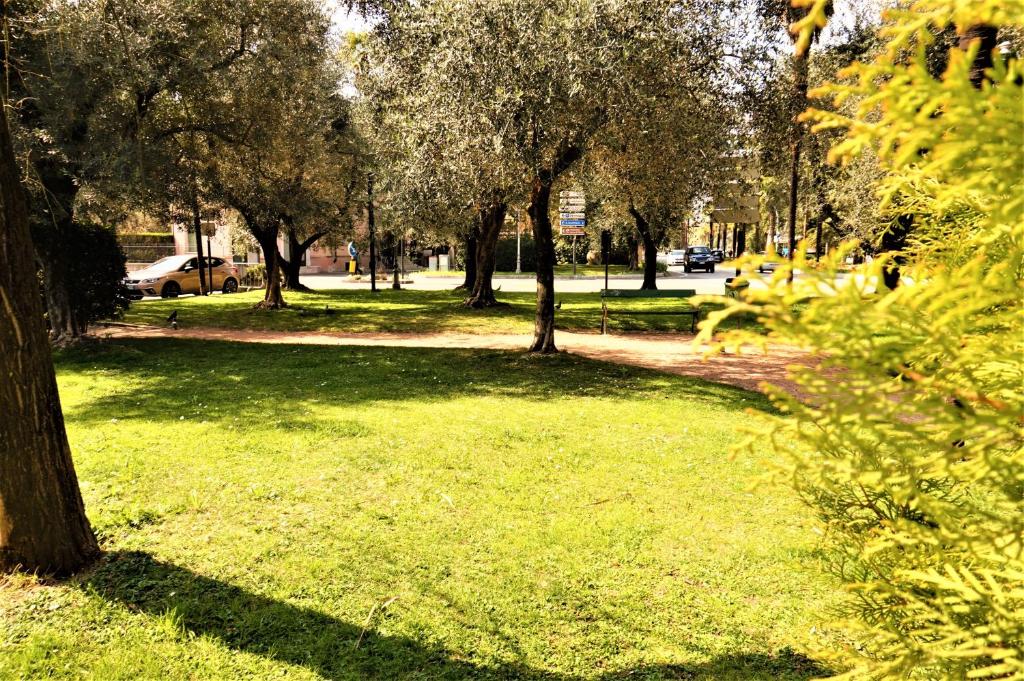 een park met groen gras en bomen en een pad bij Arco Garden Apartment in Arco