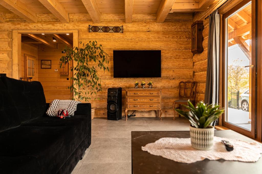 Televízia a/alebo spoločenská miestnosť v ubytovaní Chata Odskocznia - balia, sauna