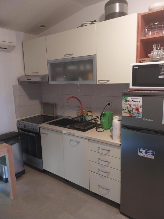 Kuchyň nebo kuchyňský kout v ubytování Apartments Leon