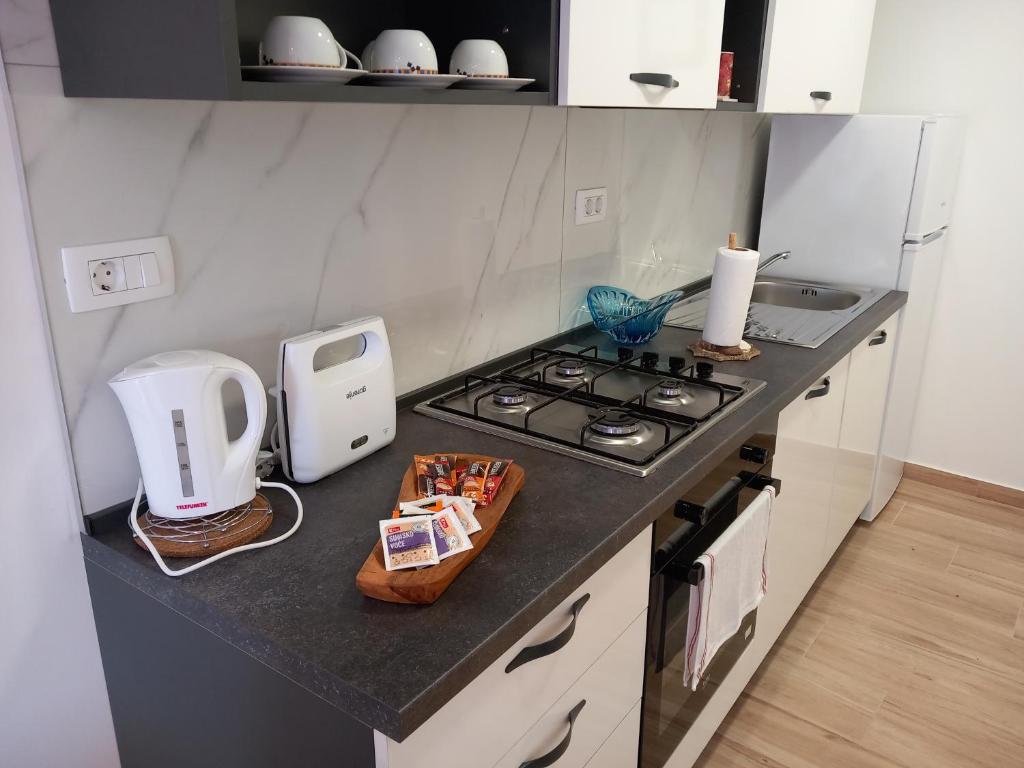Kuchyň nebo kuchyňský kout v ubytování Apartman Purga