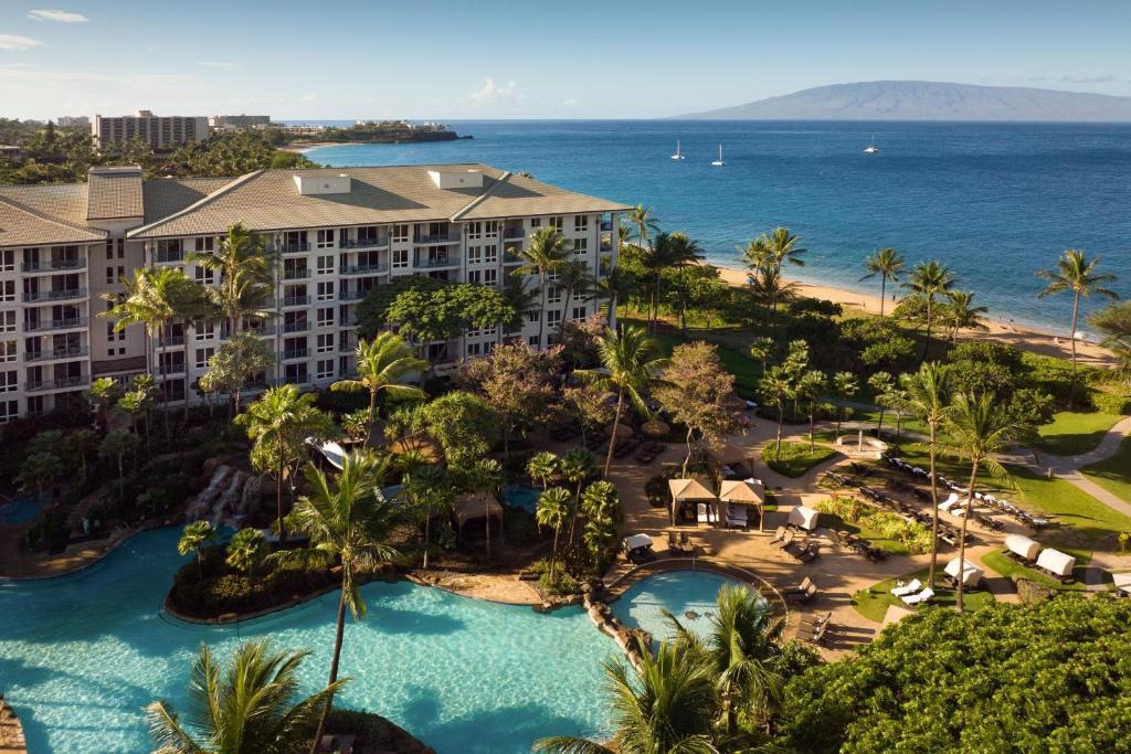 an aerial view of the resort and the ocean at The Westin Ka'anapali Ocean Resort Villas in Lahaina