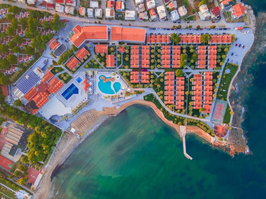 an aerial view of a resort near the water at LUCAS DIDIM RESORT in Yenihisar