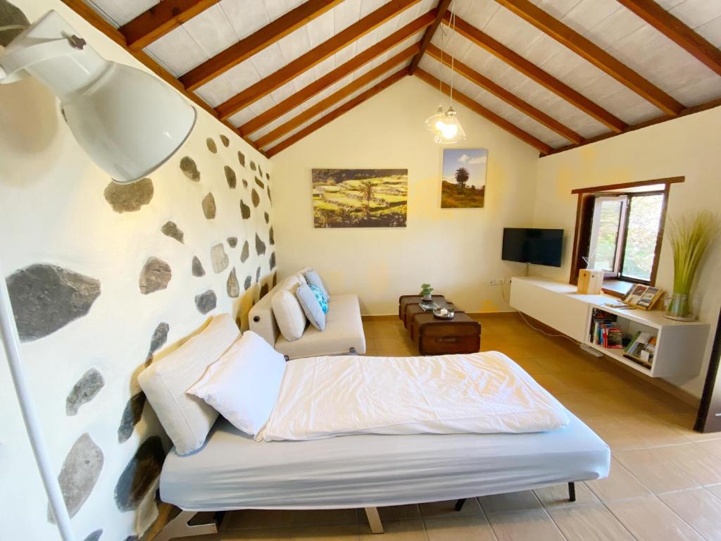 TV a/nebo společenská místnost v ubytování El Pirguan Holiday House, your oasis in La Gomera