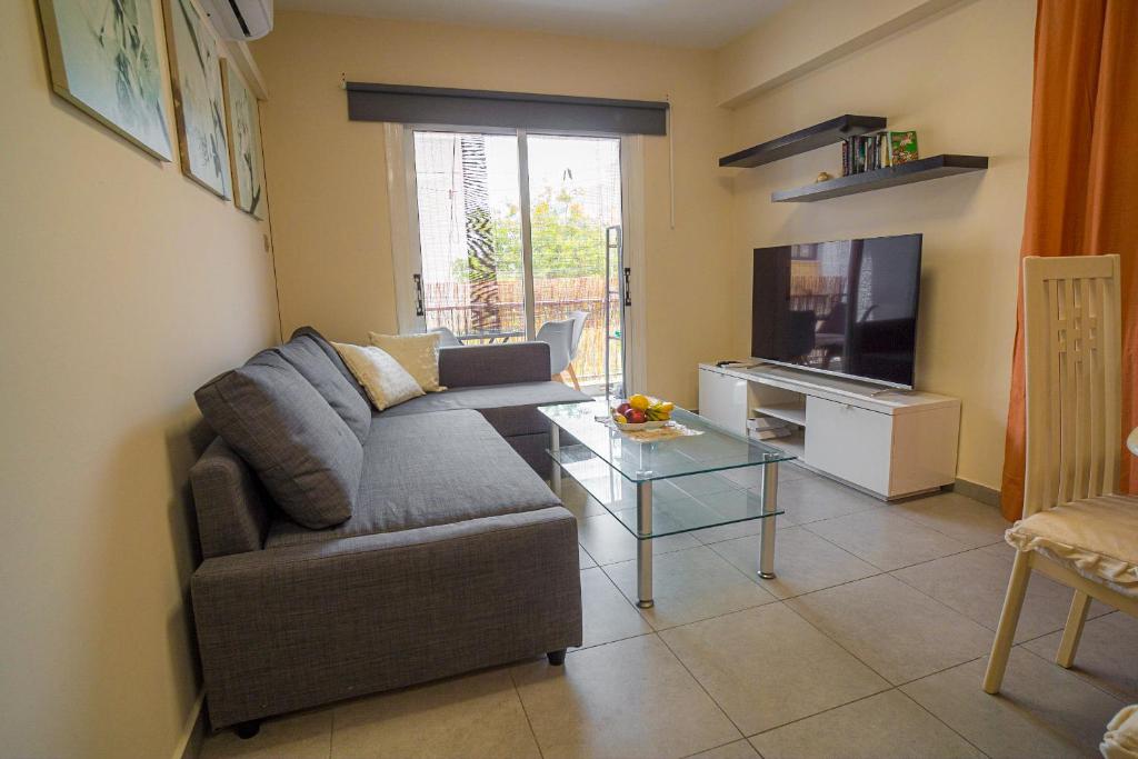 TV a/nebo společenská místnost v ubytování Mezzarina apartment ayia napa