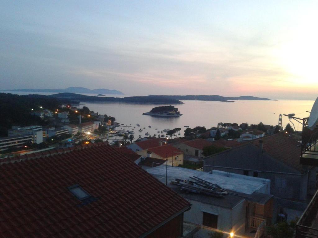 a view of a harbor with a boat in the water at Apartments Alissa in Hvar
