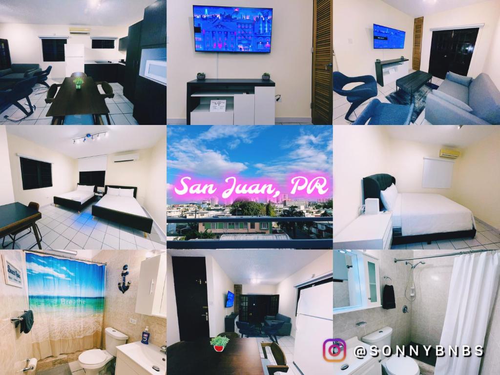 un collage di foto di una camera d'albergo di 2BD 2BTH Condo in San Juan Unit 1 a San Juan