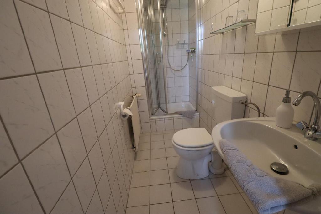 Koupelna v ubytování Ostsee Pension Pohnsdorfer Mühle