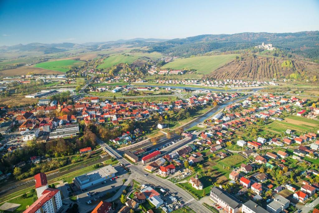 an aerial view of a city with houses at Mark Green in Stará Ľubovňa