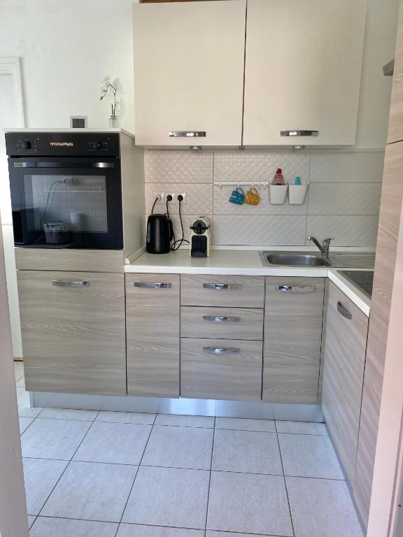 Kuchyň nebo kuchyňský kout v ubytování Luca Apartman