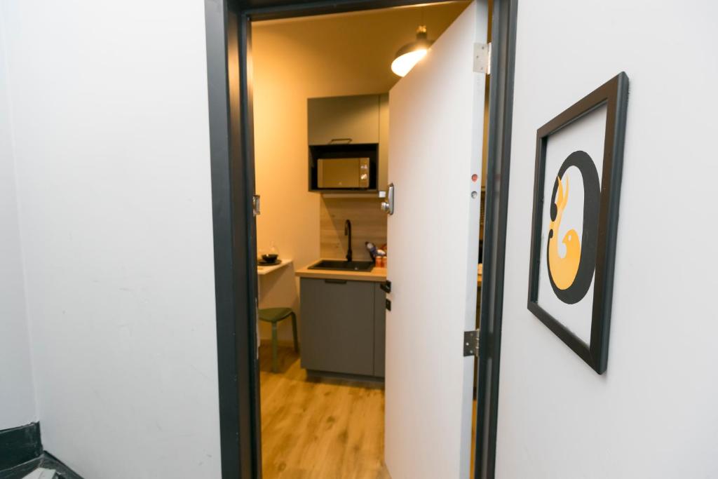Kuchyň nebo kuchyňský kout v ubytování Golden Dove Luxury Aparts