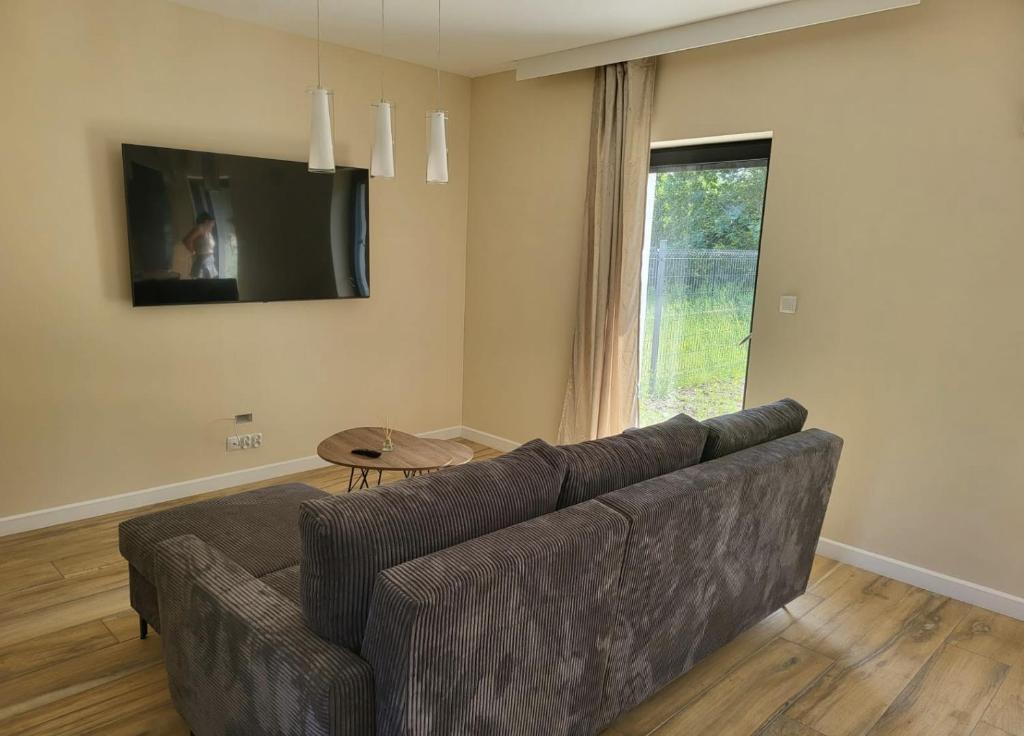 a living room with a couch and a table at New House for Vip's in Słubice