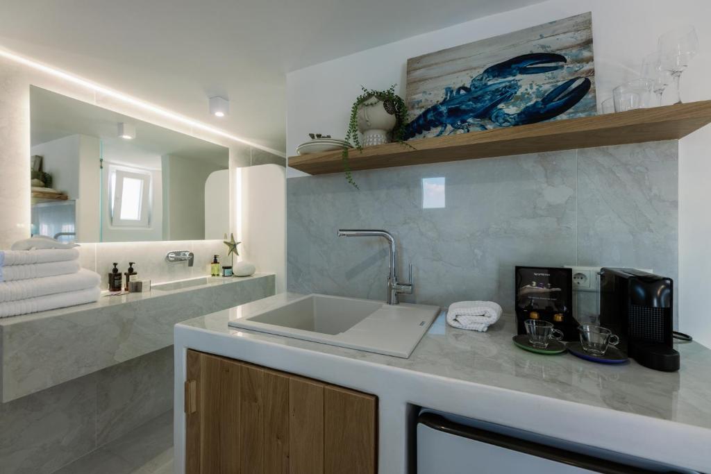 Kuchyň nebo kuchyňský kout v ubytování Athina Studios and Suites Plaka