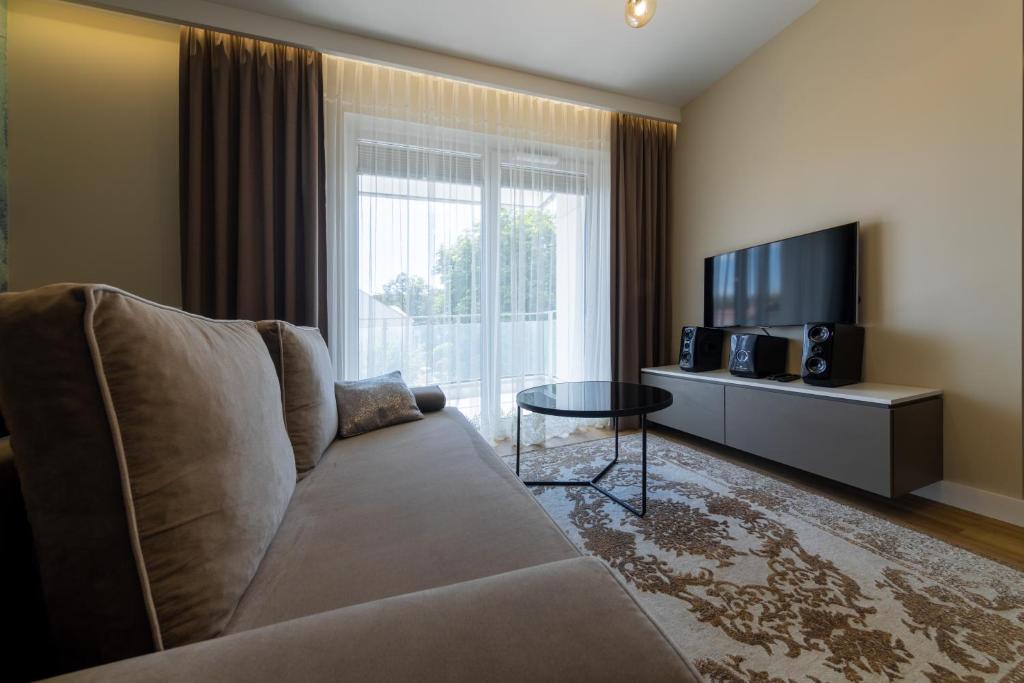 TV a/nebo společenská místnost v ubytování Apartament Luxury Two-bedroom