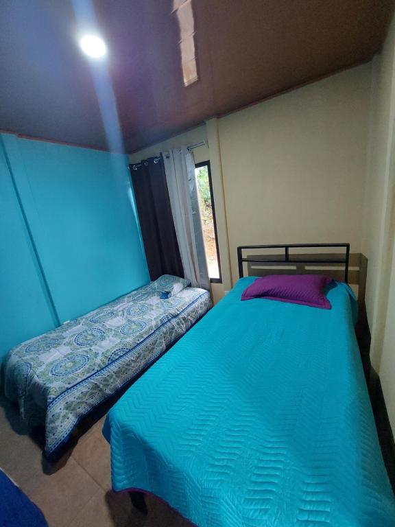 1 dormitorio con 2 camas y ventana en Jessie's Country House Rivas, en Rivas