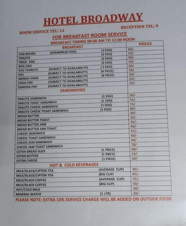 Certifikát, hodnocení, plakát nebo jiný dokument vystavený v ubytování Hotel Broadway Colaba