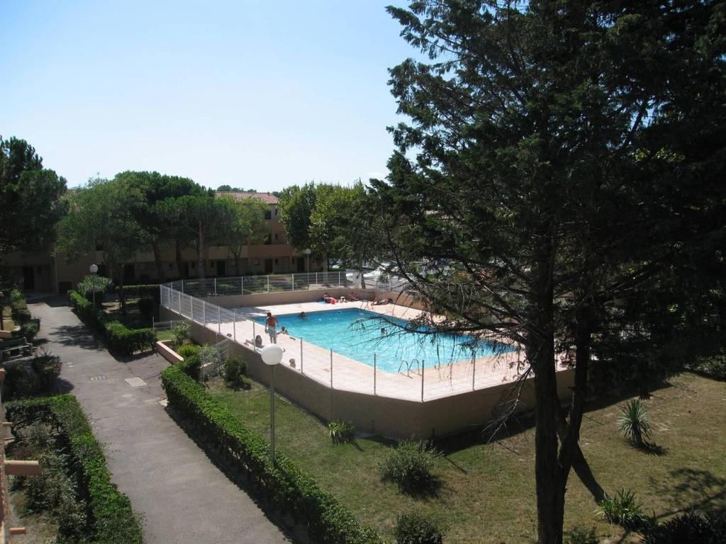 ein großer Pool in einem Garten mit einem Baum in der Unterkunft Villa Saint-Cyprien, 2 pièces, 6 personnes - FR-1-106-88 in Saint-Cyprien
