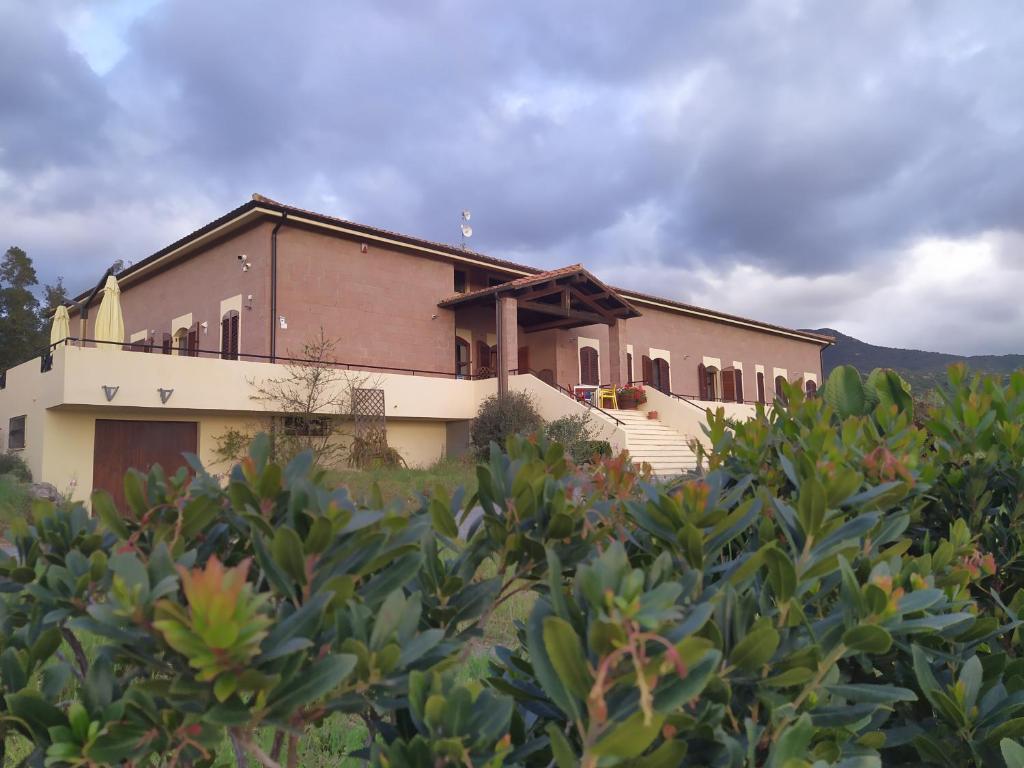 een gebouw met een bos struiken ervoor bij Marrubiu Resort Note di Stelle in Marrùbiu