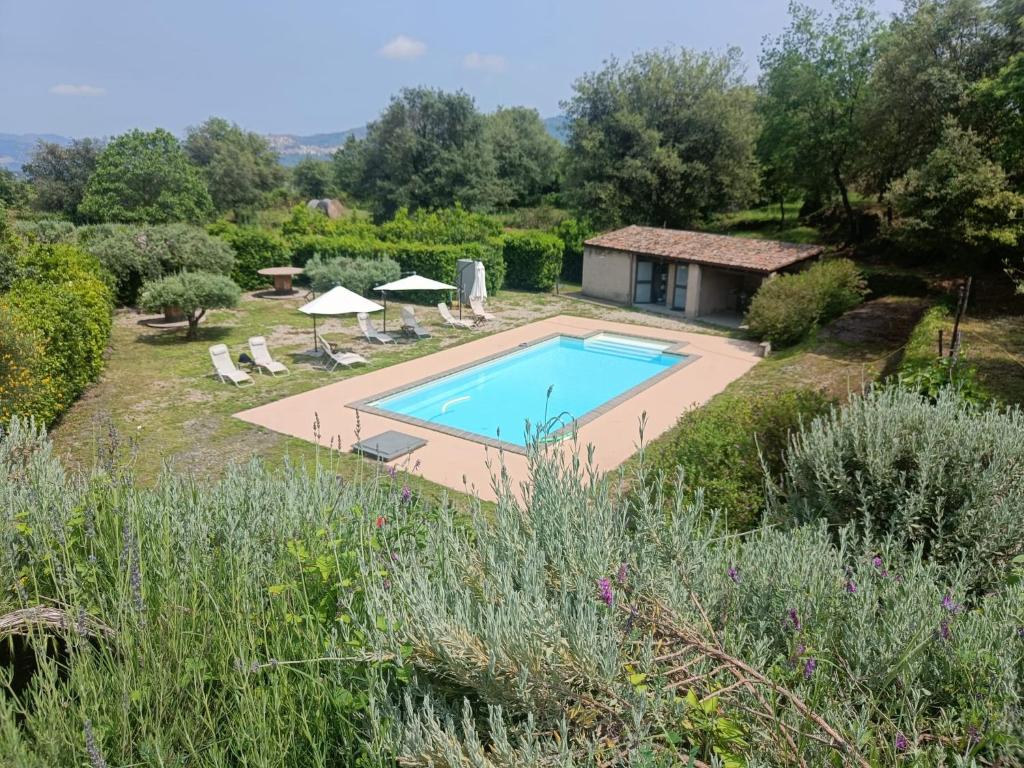 una imagen de una piscina en un jardín en Il Tanaceto, en Castiglione di Sicilia