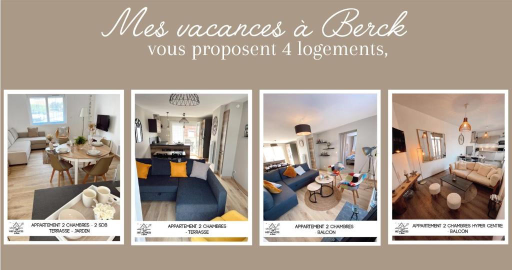 a collage of pictures of a living room and a living room at Mes Vacances à Berck in Berck-sur-Mer