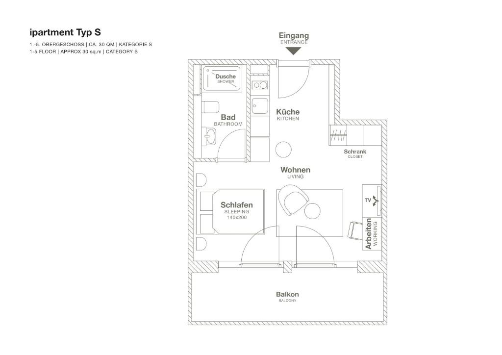 Půdorys ubytování ipartment Böblingen Sindelfingen