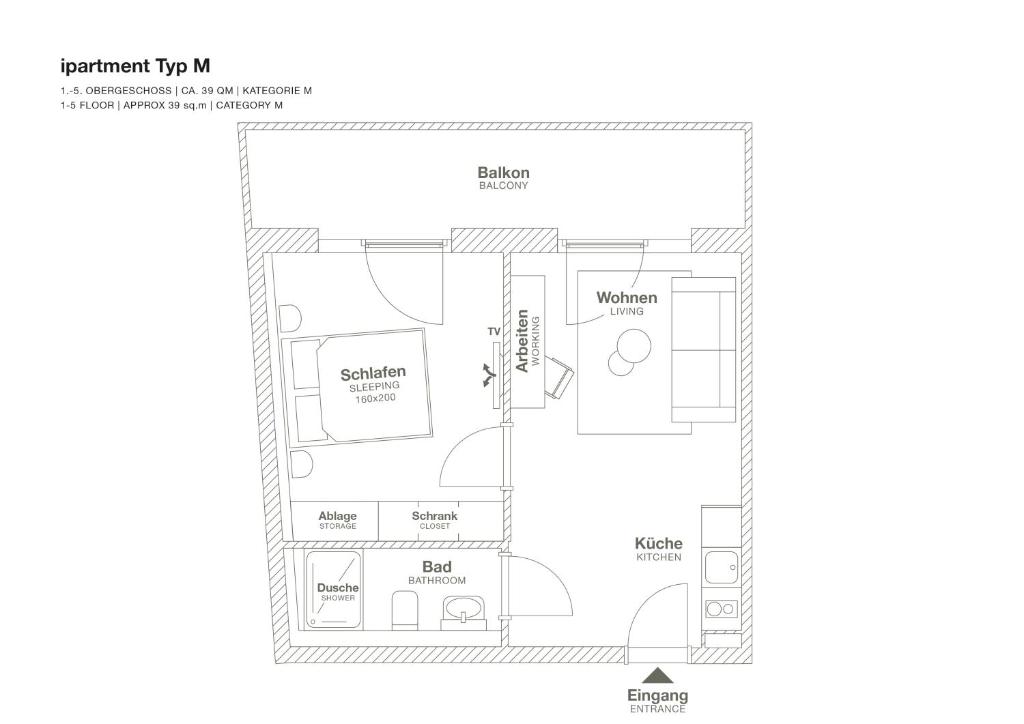Půdorys ubytování ipartment Böblingen Sindelfingen
