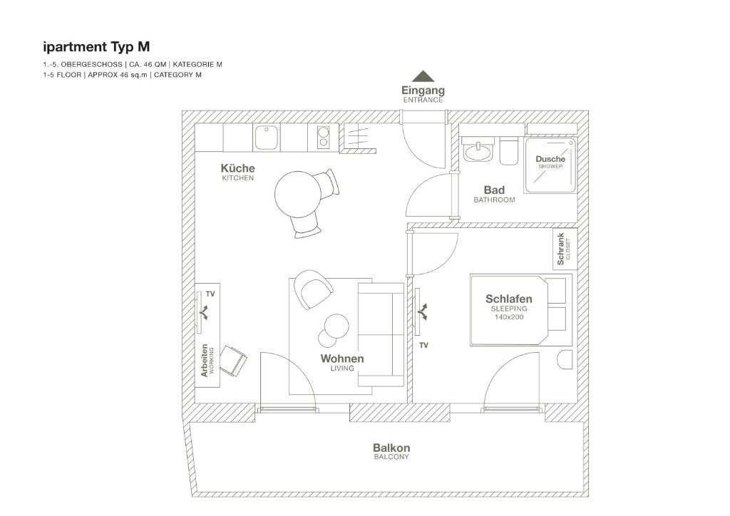 Půdorys ubytování ipartment Böblingen Sindelfingen