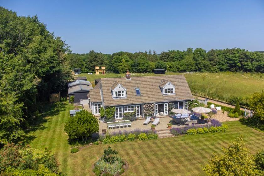 an aerial view of a house with a yard at Bachelors Lodge in Sudbury