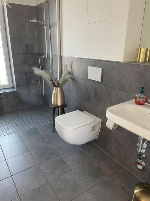 Koupelna v ubytování Penthouse-Wohnung mit Flussblick