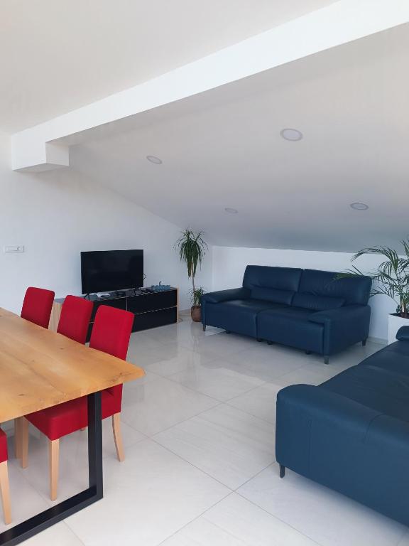 Televízia a/alebo spoločenská miestnosť v ubytovaní Apartma FRIGO