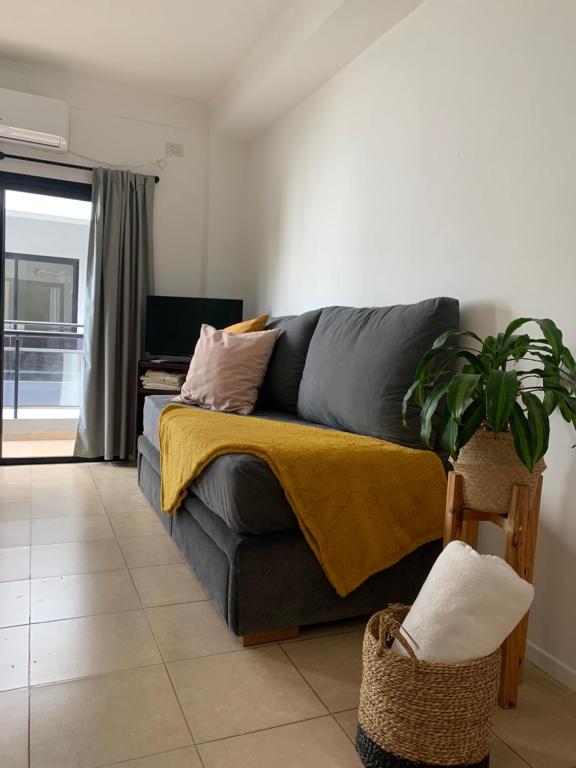 a living room with a couch and a plant at Departamento céntrico en Corrientes in Corrientes