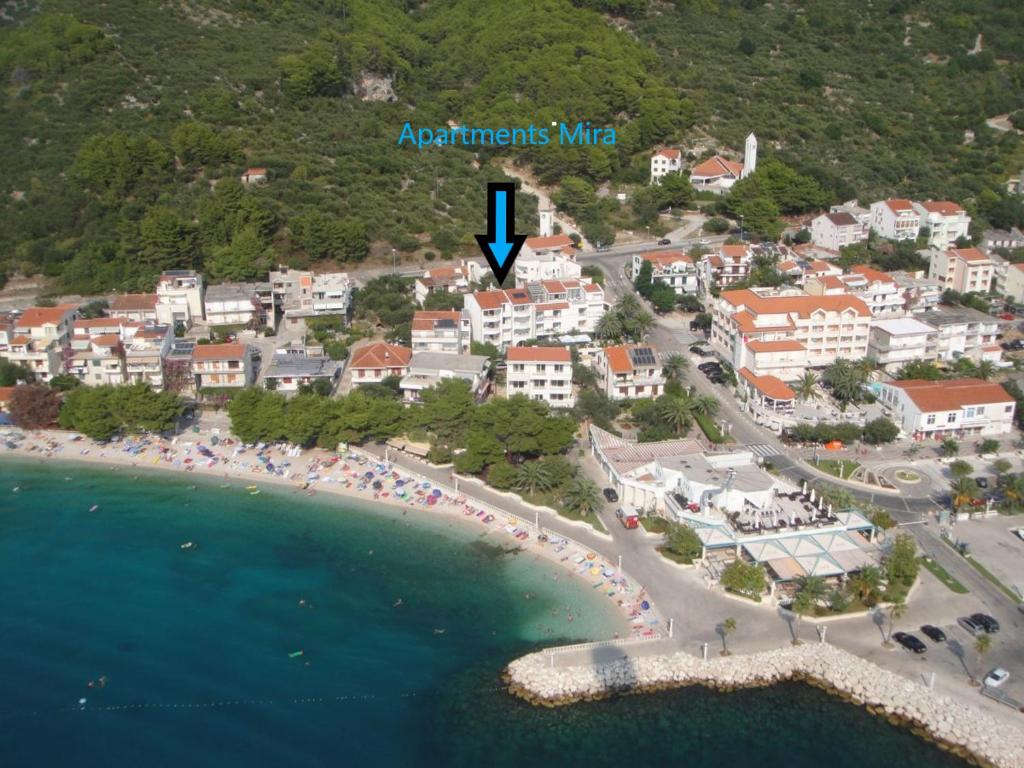 an aerial view of a resort on a beach at Apartments Mira in Tučepi