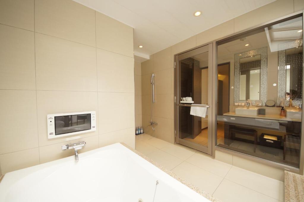 Koupelna v ubytování Hotel Lei