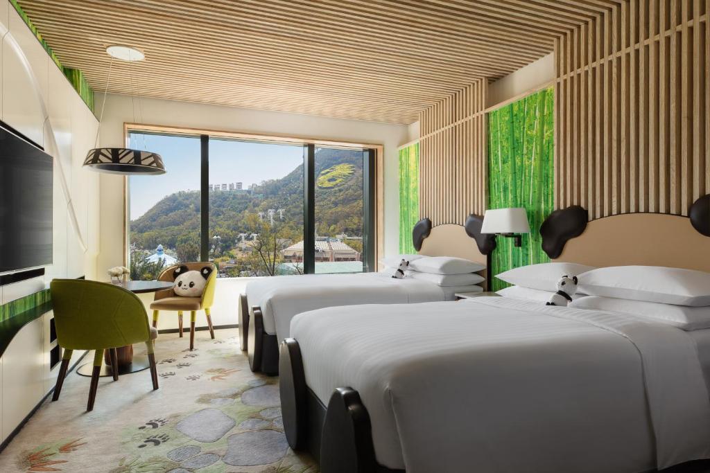 Letto o letti in una camera di Hong Kong Ocean Park Marriott Hotel
