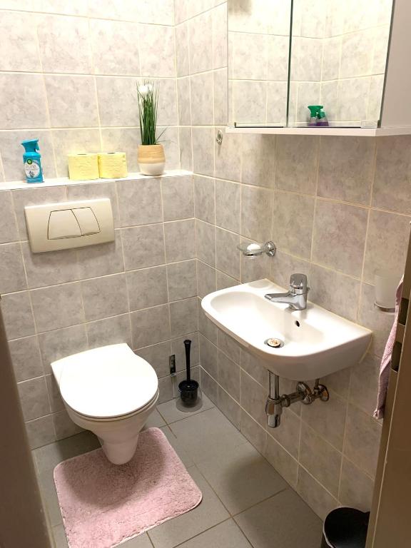 A bathroom at Air-conditioned, quiet Apartment - center of Sankt Pölten - Smart TV
