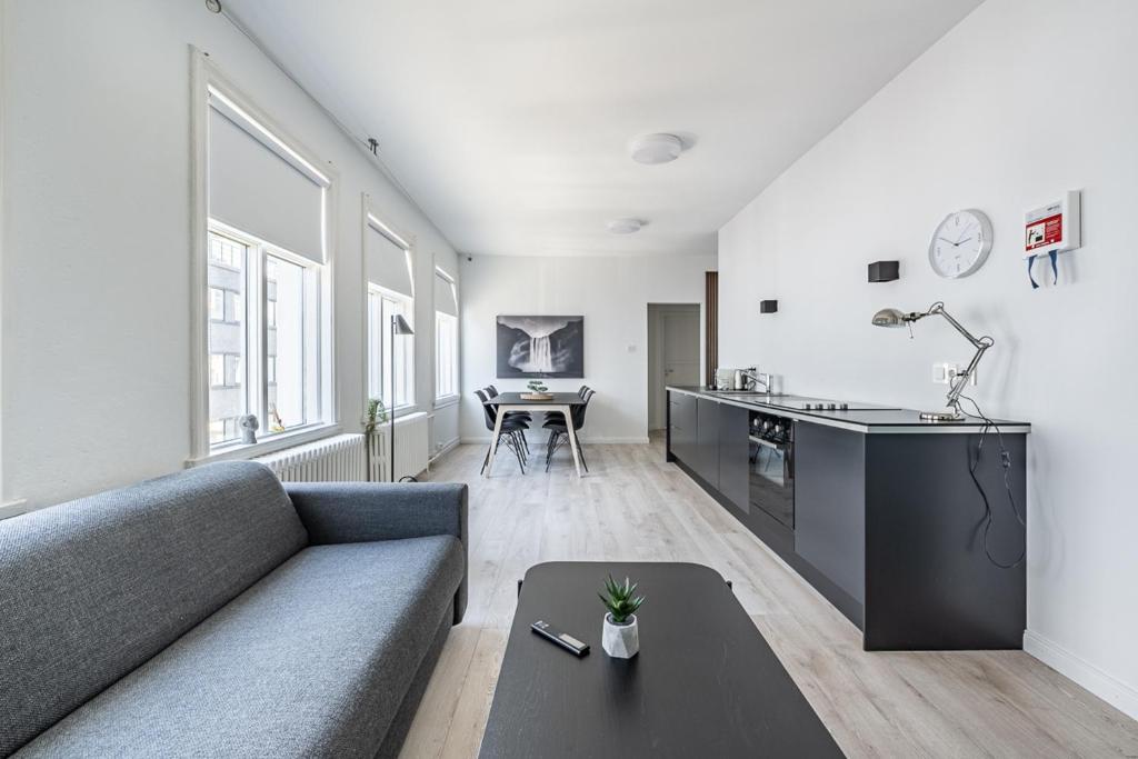 Kuchyň nebo kuchyňský kout v ubytování Ingolfsstræti Apartments by Heimaleiga